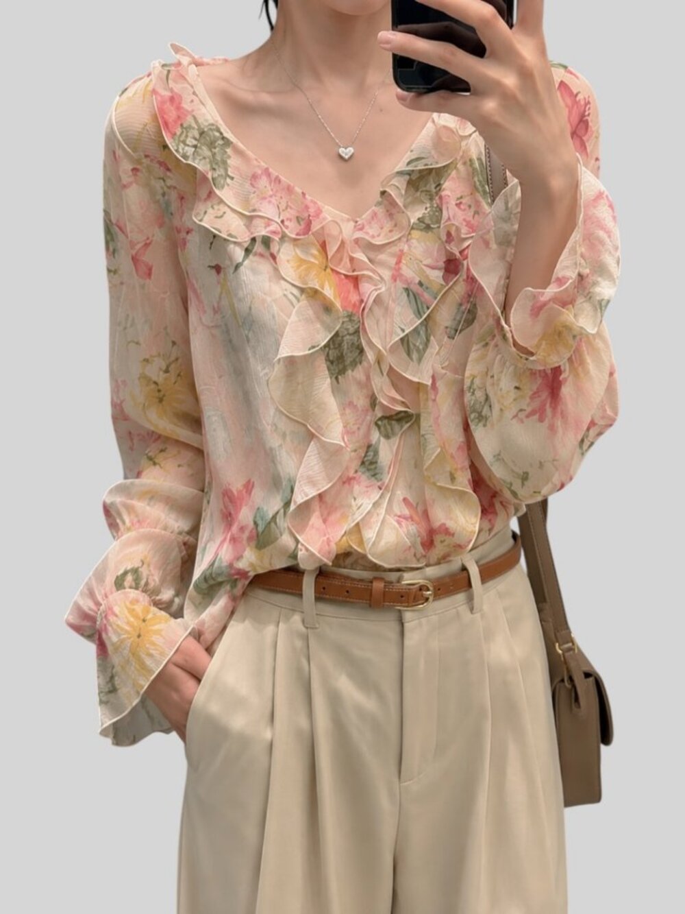 ZARA FLORAL PRINT RUFFLE SHIRT NWOT SIZE M